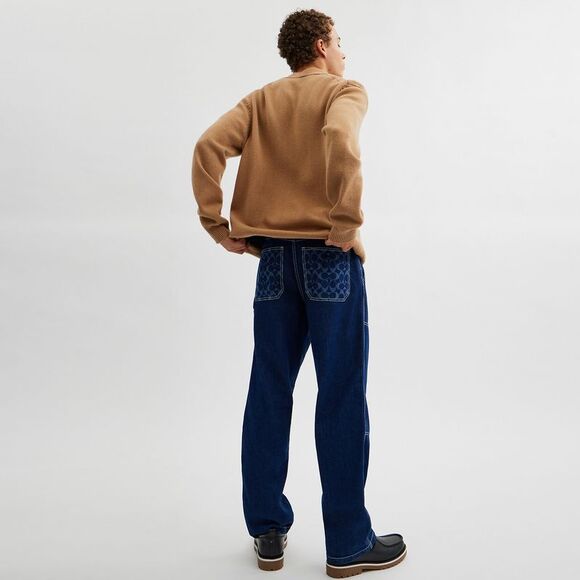 NWT Coach Outlet Relaxed Straight Fit Denim Carpenter Pants - Picture 3 of 5